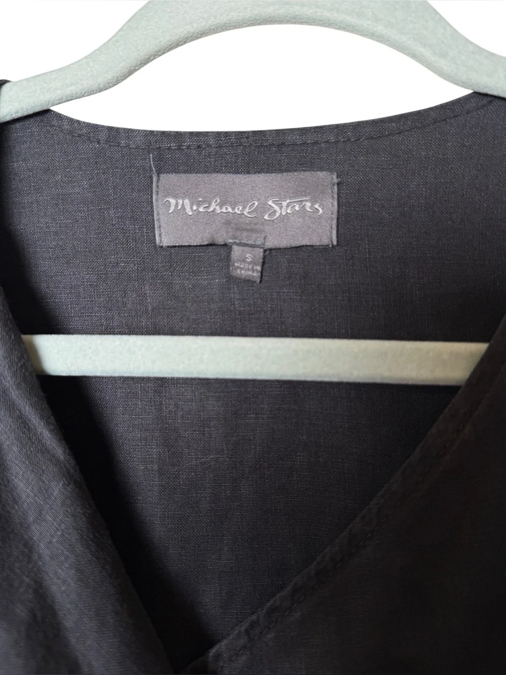 Michael Stars Small LINEN Charcoal Long-Sleeve Asymmetrical Zip Shirt Dress